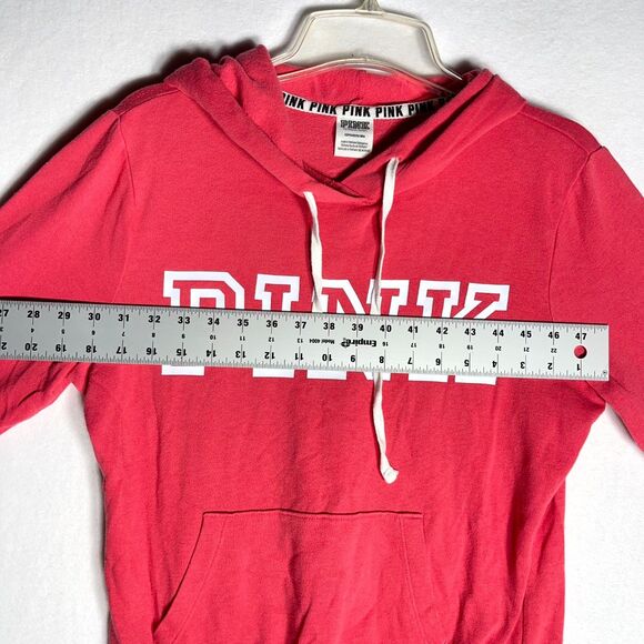 Victoria's Secret PINK Bright Pink Hoodie‎ with White Lettering Ladies Size S - Picture 9 of 10